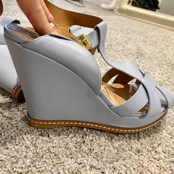 Qupid Soft Blue Wedge Sandals heels - Picture 5 of 8